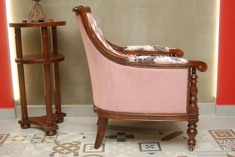 Baroque-style wingback armchair, armchair with swarovski crystal