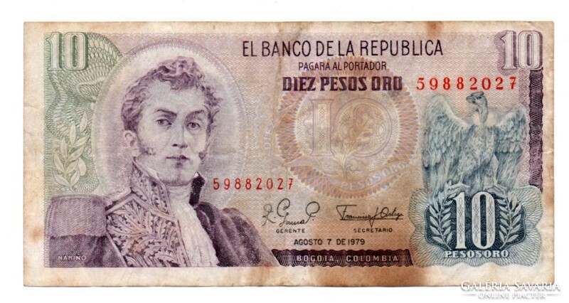 10   Pesos    1979  Kolumbia