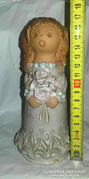 Ask - Antalfiné saint Katalin ceramic figure - girl with a bouquet of flowers