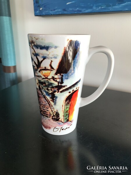 Large cappuccino mug with Szentendre street scene 1.(60)