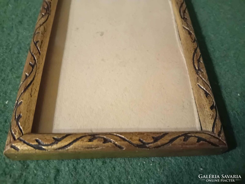 Old, gold-colored, wooden picture frame, 15.1x10