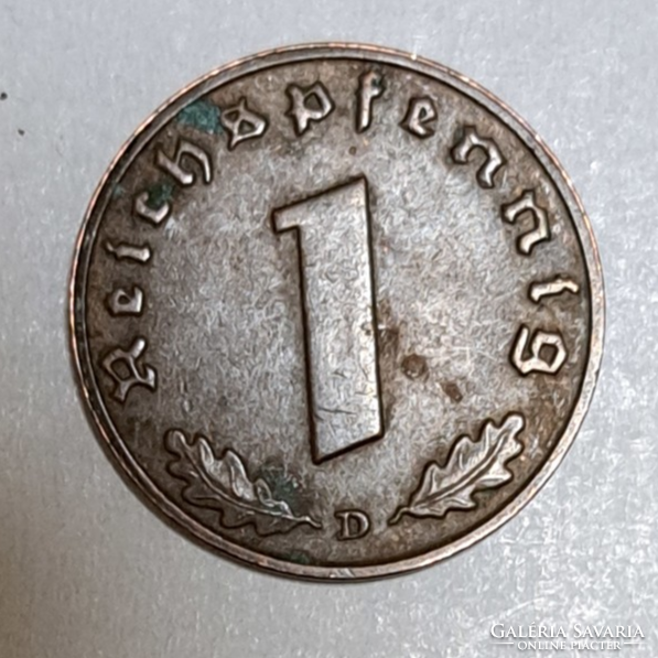 Horogkeresztes birodalmi 1 Reichspfennig 1938. D. (1504)