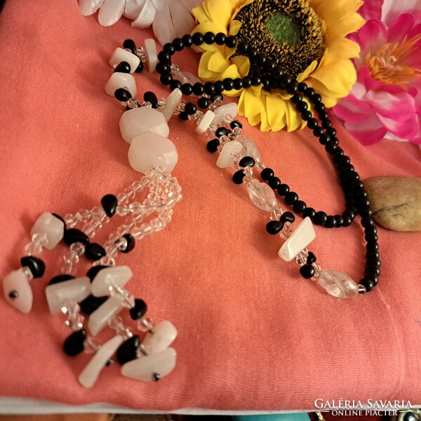 Calcite and glass necklaces