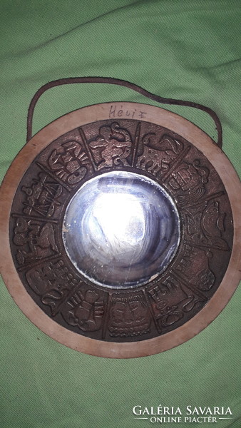 Old gallery-industrial artist wood copper plate applique zodiac 12 zodiac wall decoration mirror hot water 18 cm