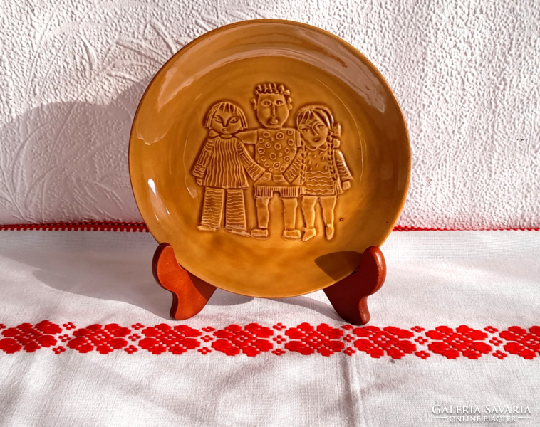 Retro Tułowice Lengyel kerámia falitányér 19,5 cm