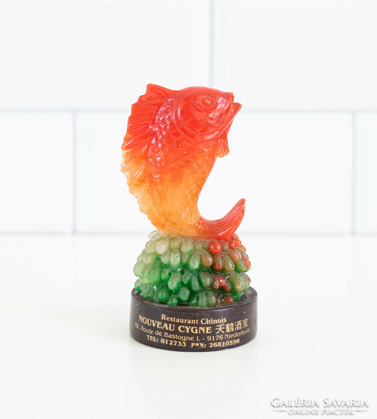 Chinese lucky fish figurine - imitation jade made of resin