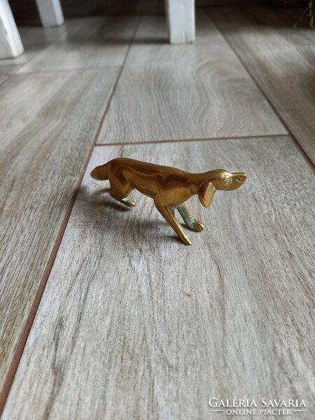 Remek régi réz kutya szobor II. (10,2x4x2 cm)
