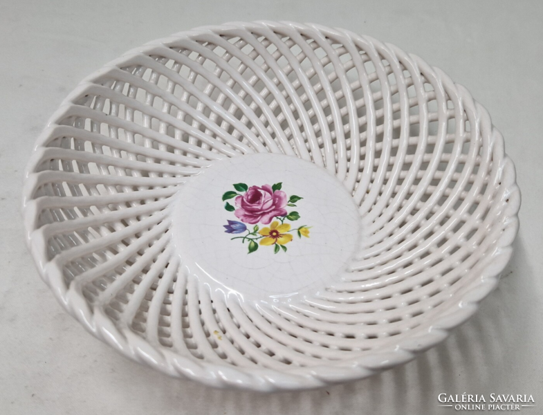 Bodrogkeresztúr ceramic trays and bowls with woven basket pattern edges are sold together