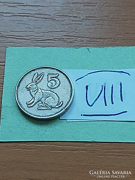 Zimbabwe 5 cents 1997 copper-nickel, rabbit viii