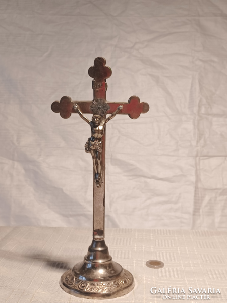 Old pewter cross with base