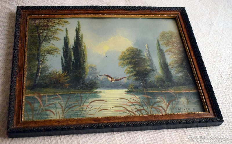 Landscape, lakeside, small lile, mayer b. Tempera, paper 36 x 28 cm, 50s