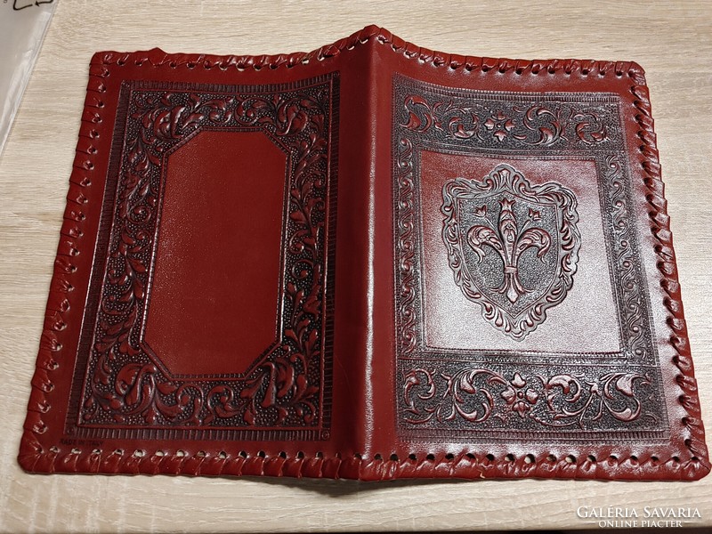 Leather book cover with embossed leather decoration - new, unfolded for the photo book cover leather