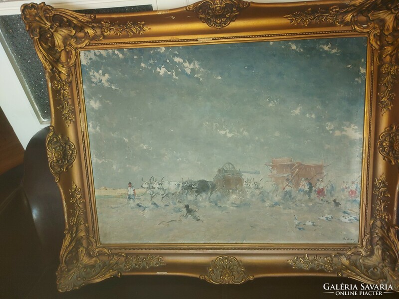 József Csillag painting, oil, canvas, 60x80 cm+ frame