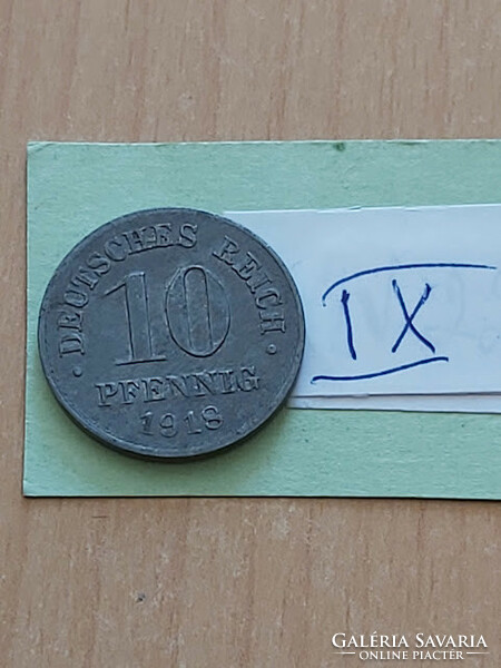 German Empire deutsches reich 10 pfennig 1918 zinc, ii. William ix