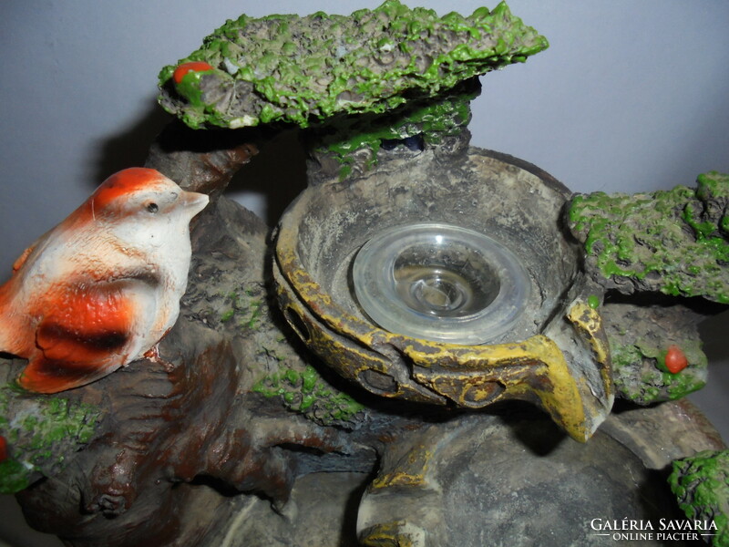 Retro bubbler - with birds, the glass sphere with colorful lighting