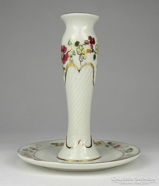 1Q724 Pillangós vajszínű Zsolnay porcelán gyertyatartó 14 cm