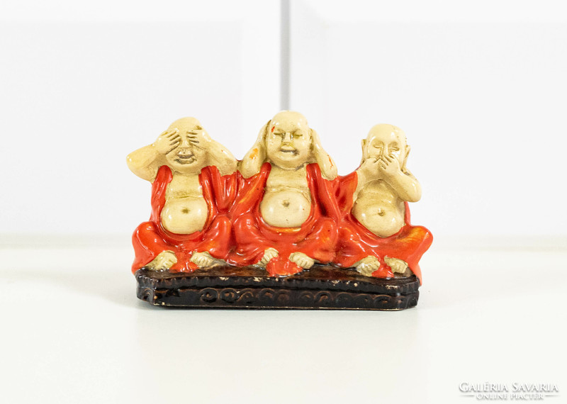 "Nem lát, nem hall, nem beszél" Buddhákat, buddhista szerzeteseket ábrázoló figura - műgyantából