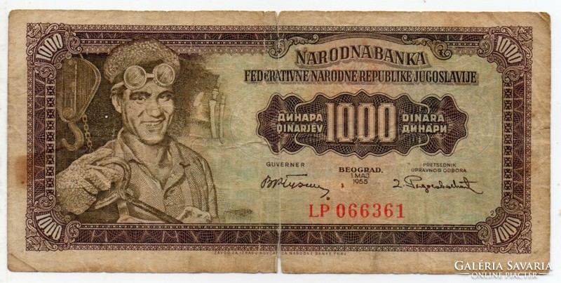 Jugoszlávia 1000 jugoszláv Dinár, 1965, ritkább