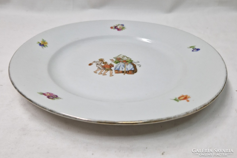 Old Zsolnay shield seal fairy tale or children's pattern porcelain plate