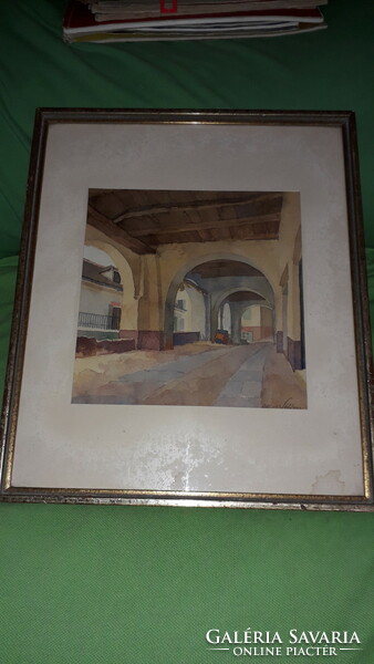 Very nice signed painting - watercolor paper under arcades 34 x 25 cm according to pictures imp publishing