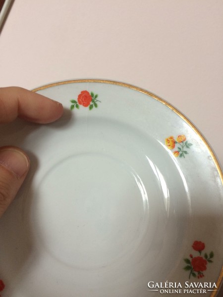 5 Zsolnay flower-patterned porcelain plates, perhaps pieces of an old cake coffee tea set