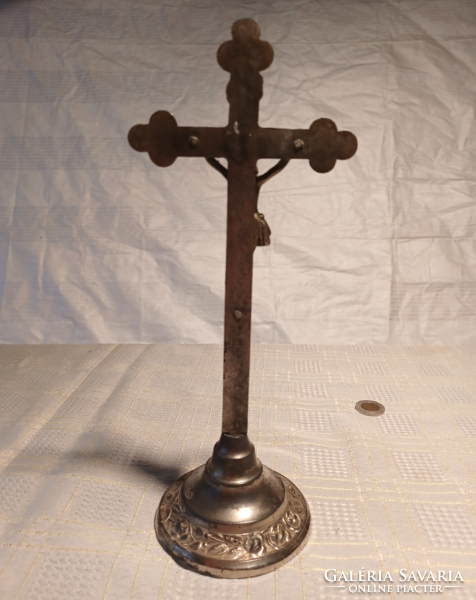 Old pewter cross with base