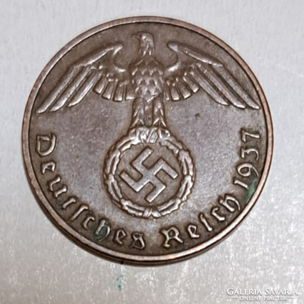 Imperial swastika 1 reichspfennig 1937. D. (1505)