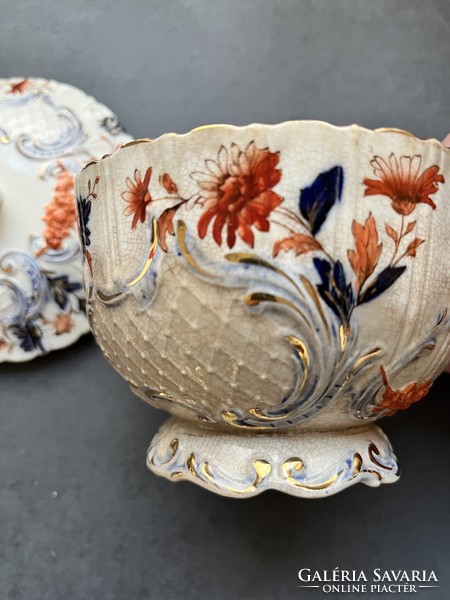 Antique Copeland Bertha earthenware sugar bowl with a wonderful pattern