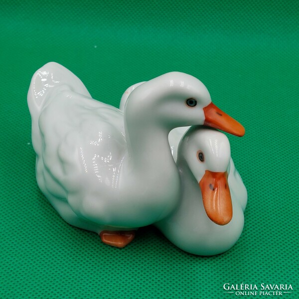 Sándor Kelety Herend pair of ducks, porcelain figure.