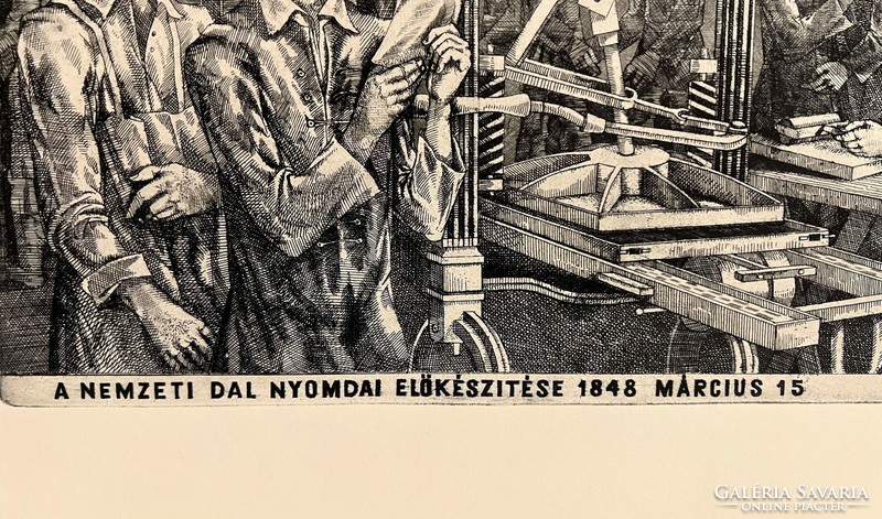 A Nemzeti Dal nyomdai előkészítése 1848. március 15 – Beazonosításra váró művész /számlát adunk/