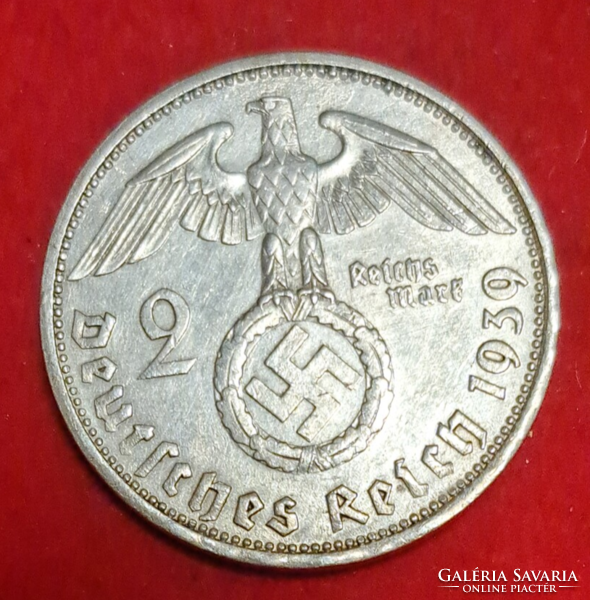 Horogkeresztes ezüst birodalmi 2 Márka 1939. G. (1503)