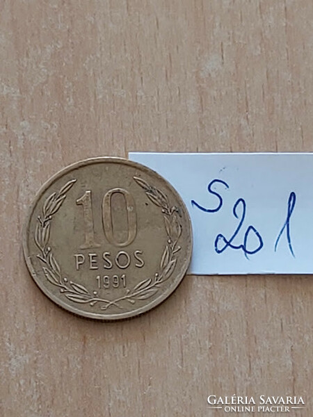 Chile 10 pesos 1991 nickel brass bernardo o'higgins s201