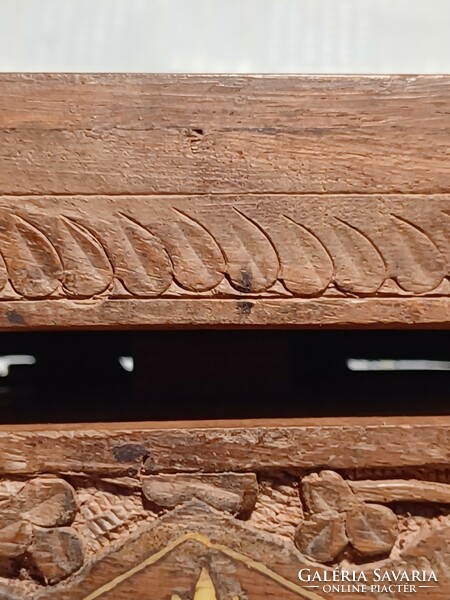 Indian carved wooden cigarette holder dispenser