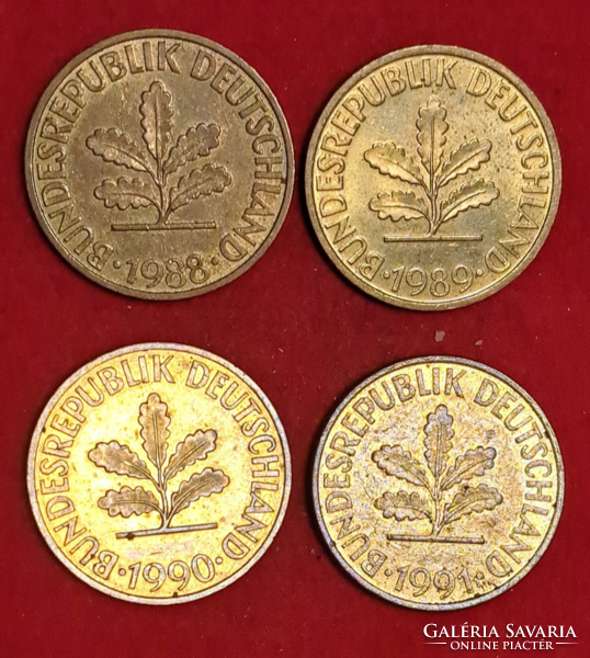 1988. 1989. 1990. 1991. 4 Pieces Germany 10 pfennig (t-24)