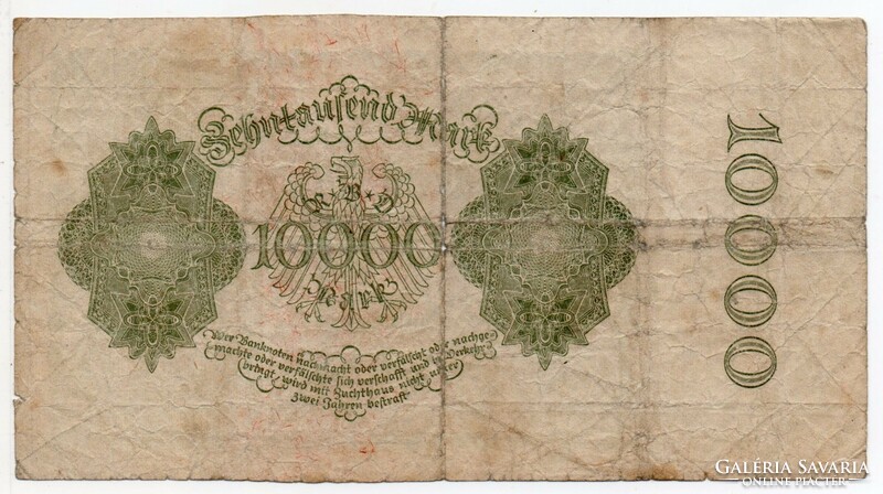 Germany 10,000 German inflation marks, 1922, tear