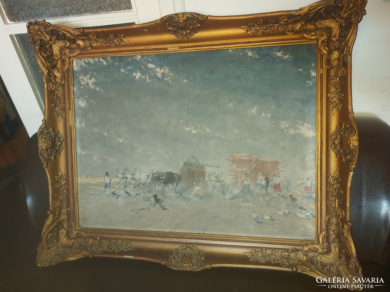József Csillag painting, oil, canvas, 60x80 cm+ frame