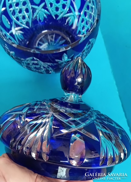 Óriási üvegkristály bonbonier  Átm.: 27 cm