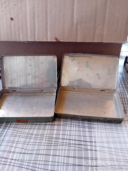 2 old cigarette tin boxes