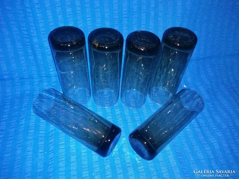 Retro füst színű üveg csőpohár 6 db-os készlet (A11)
