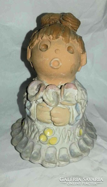 Ask - Antalfiné Saint Katalin ceramic figurine - little girl with flowers