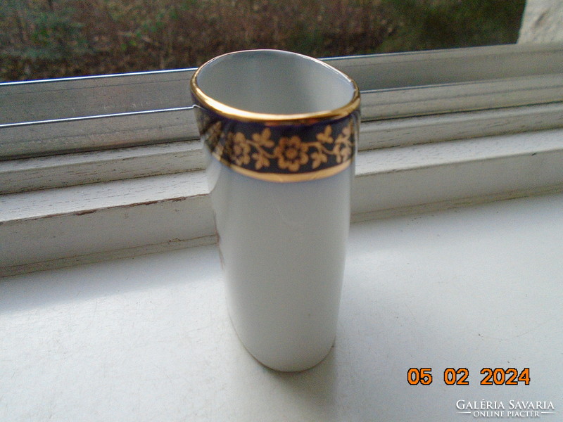 1970 Ornate cobalt-gold East German toothpick holder marked pm gdr