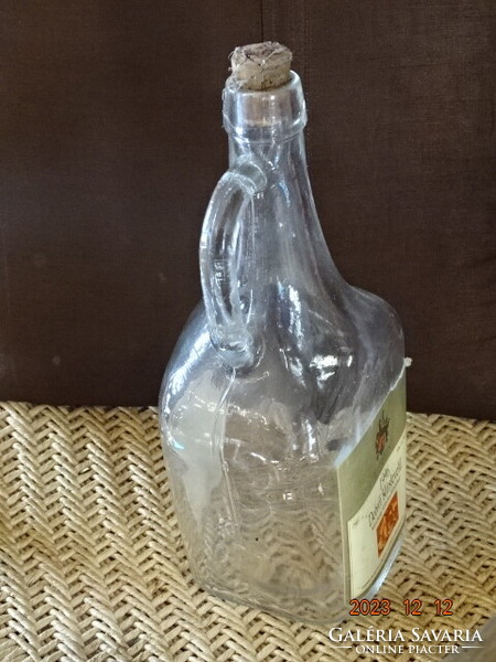 Wine glass bottle with handle, 31 cm, with original colored paper label