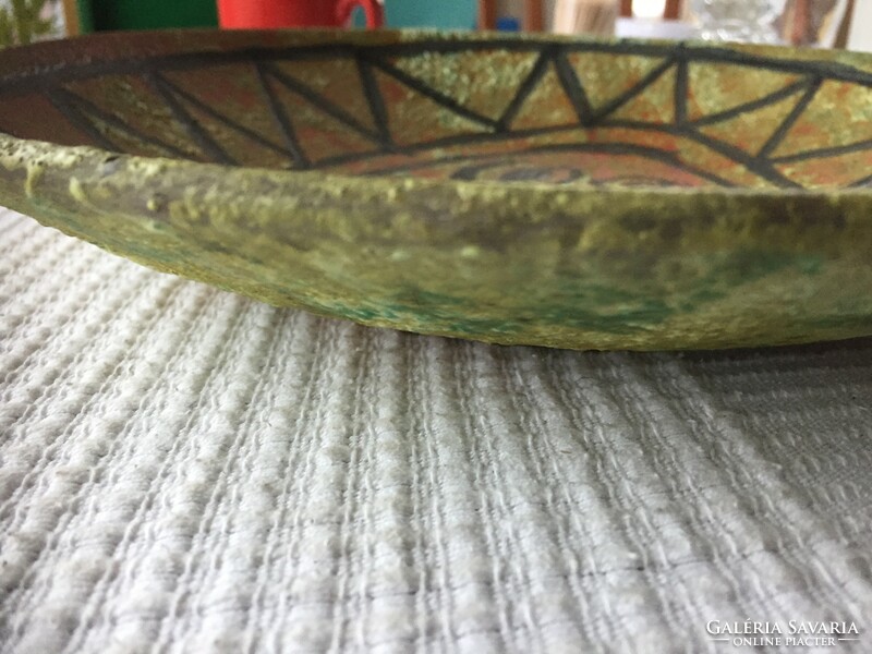 Zsuzsa Karácsony wonderful earthenware ceramic bowl ii. With marking, ceramic bowl to the wall (nhc)