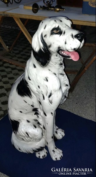 Impressive 90cm modern Italian unique porcelain ceramic statue Dalmatian dog with long hair vintage