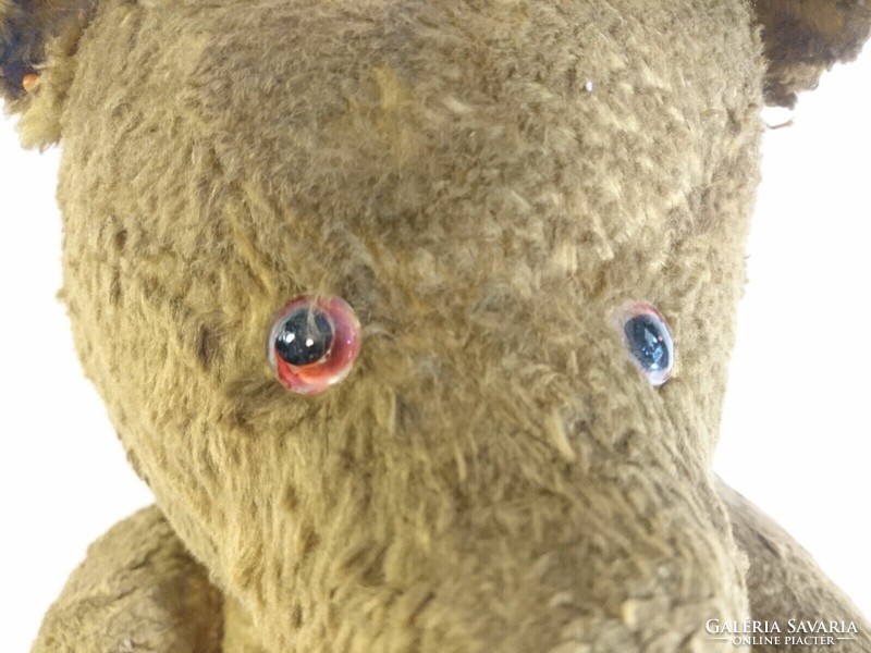 Old vintage straw stuffed teddy bear, teddy bear, glass eyes, circa 1950s Poland?
