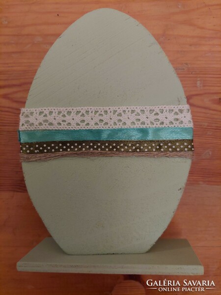 Easter craft, hdlvny turquoise blue wooden egg, table decoration, new. (Even with free shipping)