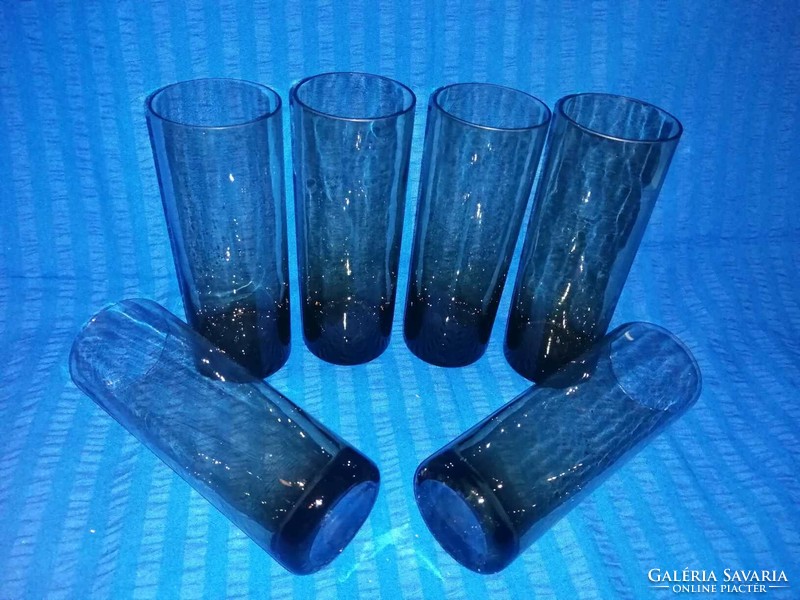 Retro füst színű üveg csőpohár 6 db-os készlet (A11)