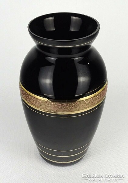 1Q732 large gilded black glass vase 25.5 Cm