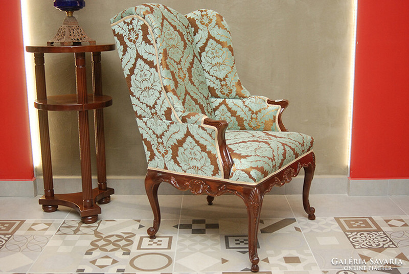 Baroque-style winged armchair, armchair with armrests