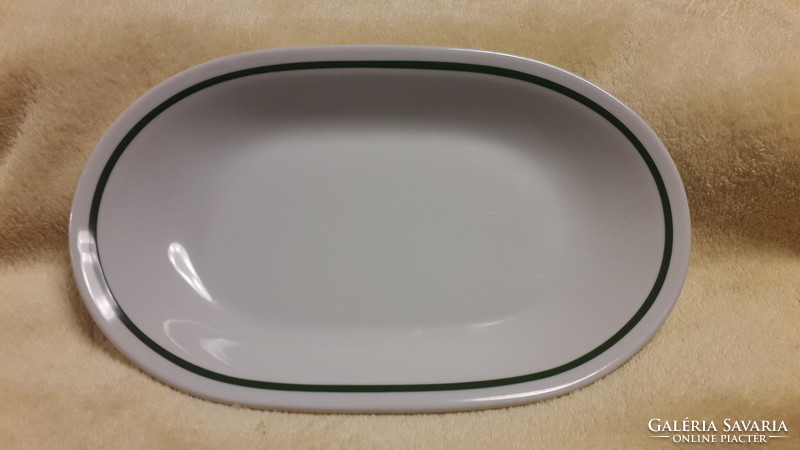 Alföldi portion plate, bowl, serving plate with green stripe